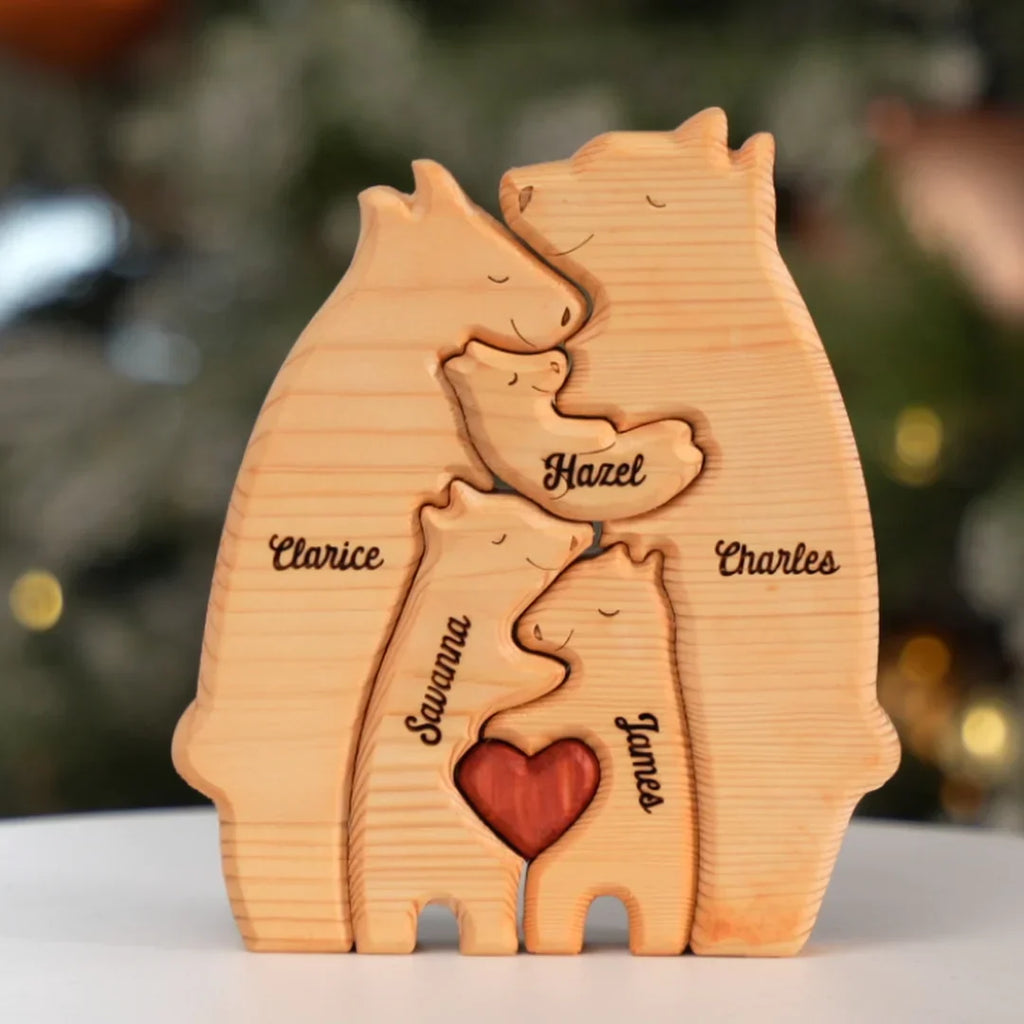 Personalized family wooden bear puzzle 