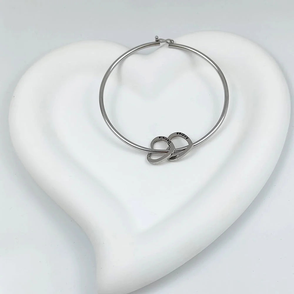Bracelet Coeurs Unis Jusqu'à 9 Prénoms
