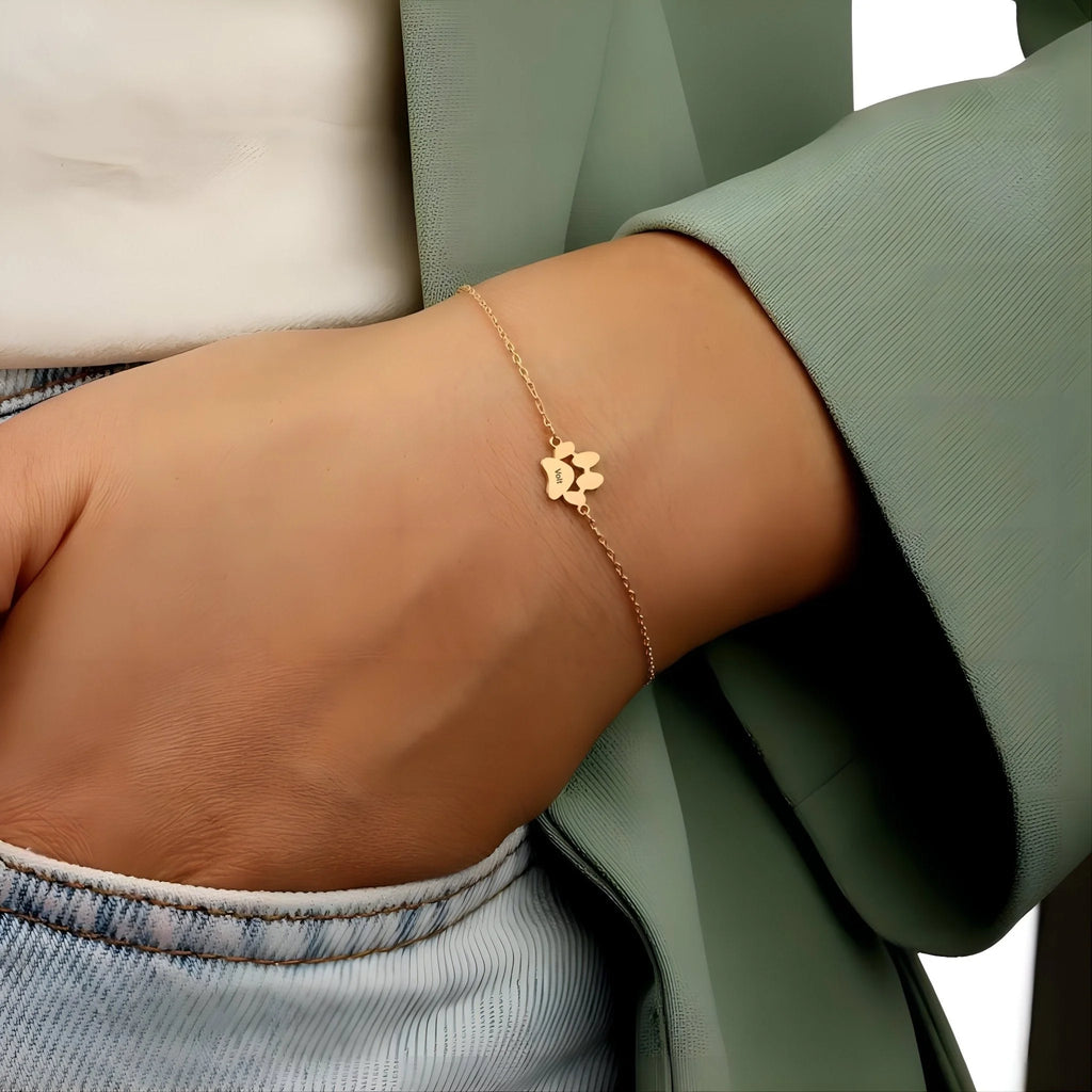 Personalizowana bransoletka z łapką ze stali nierdzewnej unisex, model Tinou — zdjęcie 5